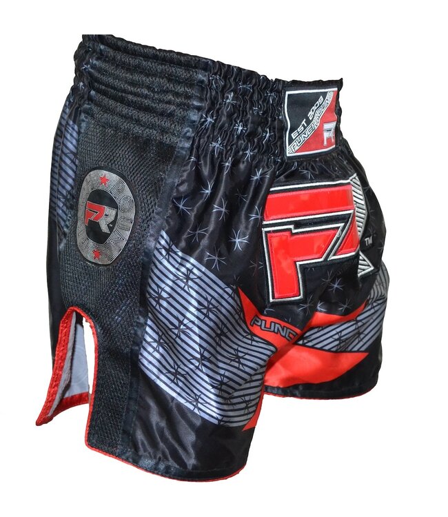 PunchR Evoke Muay Thai Kickboxing Shorts Black Red