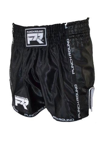 PunchR™  Punch Round Muay Thai Shorts Matte Carbon Black White