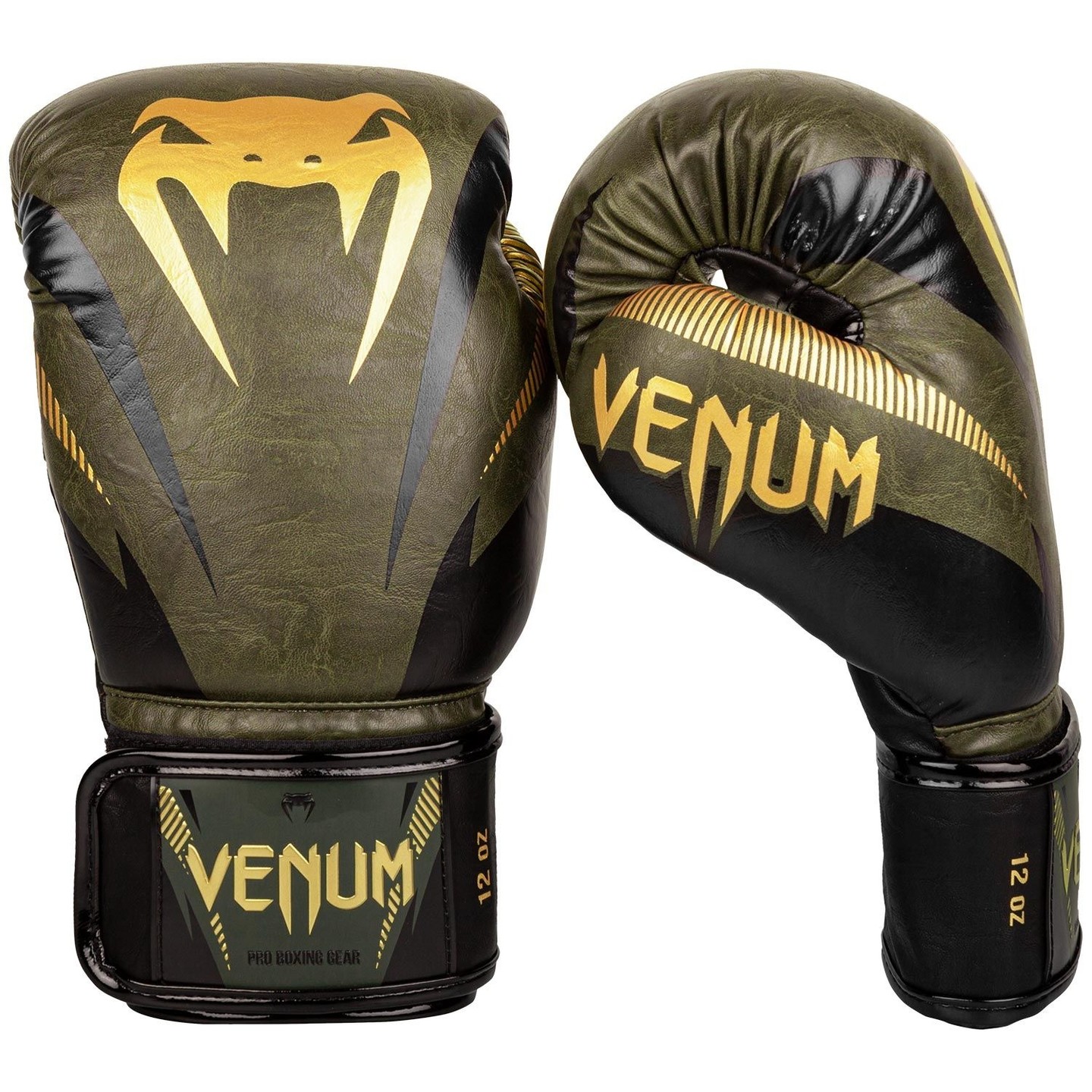 Venum Impact Muay Thai Boxing Gloves Khaki Gold FIGHTWEAR SHOP EUROPE
