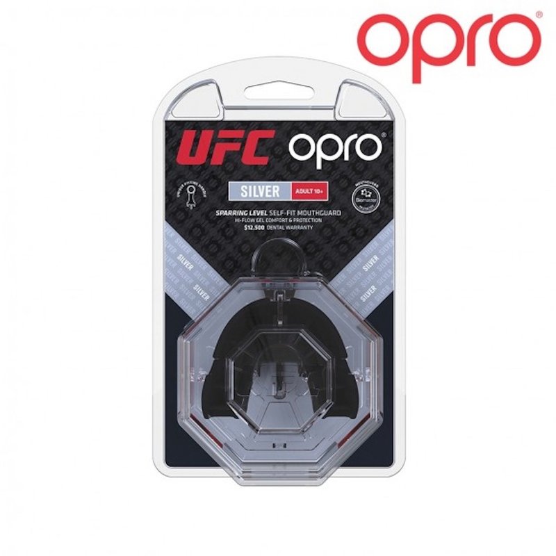 UFC OPRO UFC Mouth Guard Silver Black Red Adult