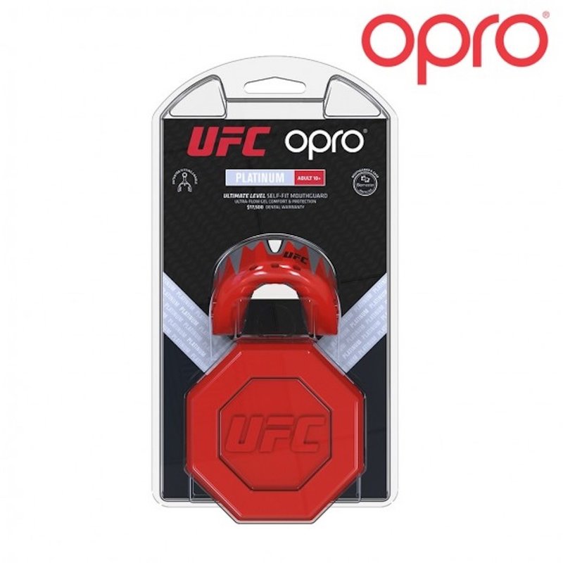 UFC OPRO Platinum Mouthguard Red Metal Black Mouth Protection