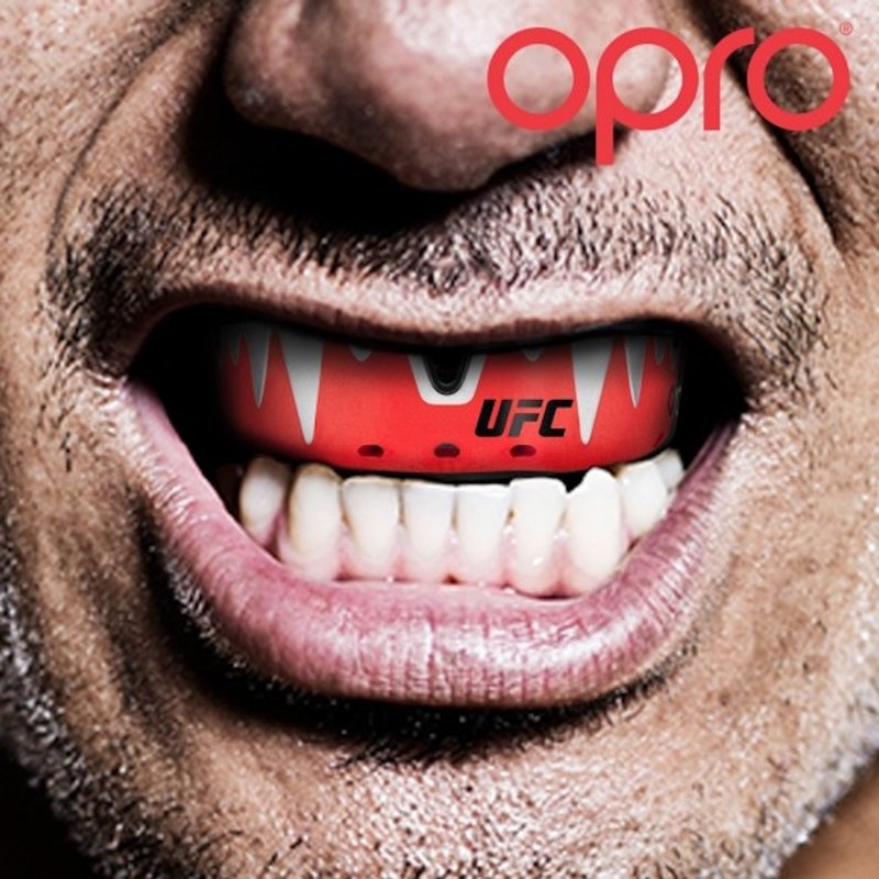 UFC OPRO Platinum Mouthguard Red Metal Black Mouth Protection