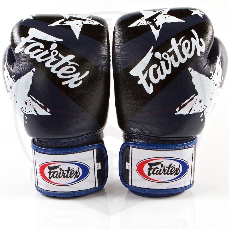 Fairtex Fairtex Bokshandschoenen Leder Nation Print Blauw