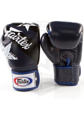 Fairtex Fairtex Bokshandschoenen Leder Nation Print Blauw