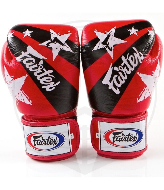 Fairtex Fairtex Boxhandschuhe Leder Nation Print Rot Tight Fit