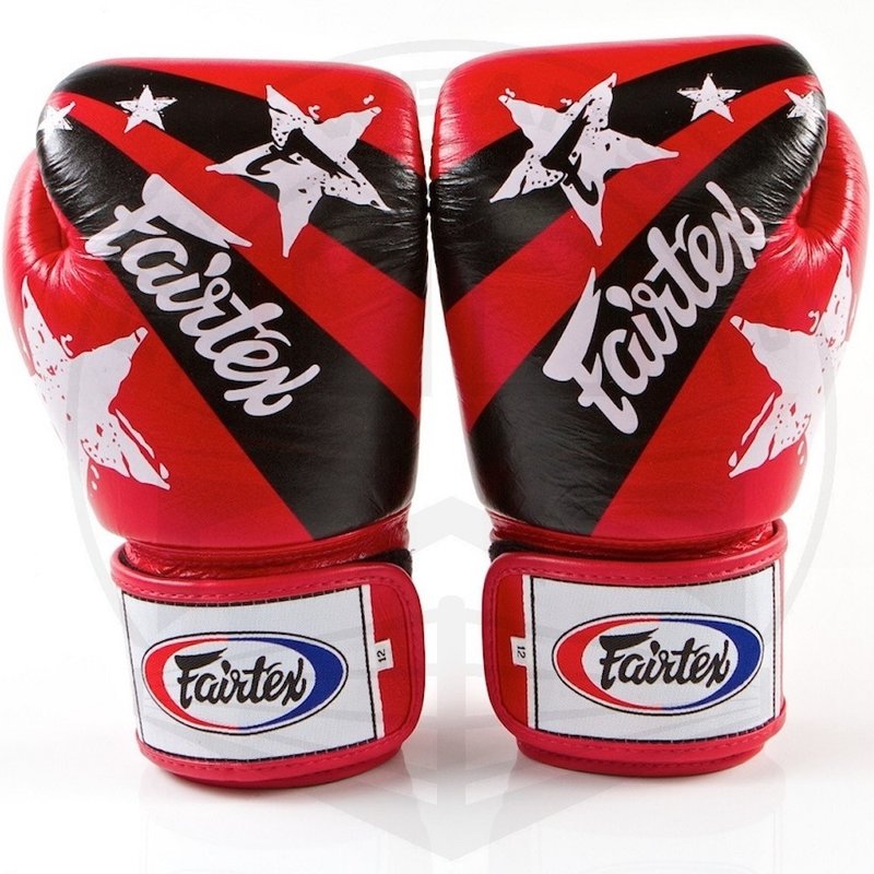 Fairtex Fairtex Bokshandschoenen Leder Nation Print Rood