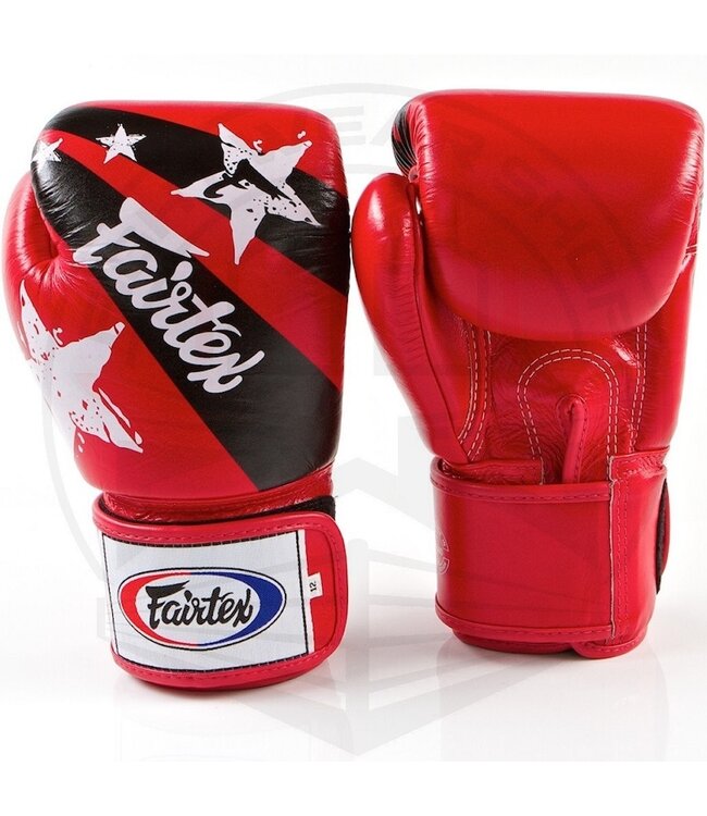 Fairtex Fairtex Boxhandschuhe Leder Nation Print Rot Tight Fit