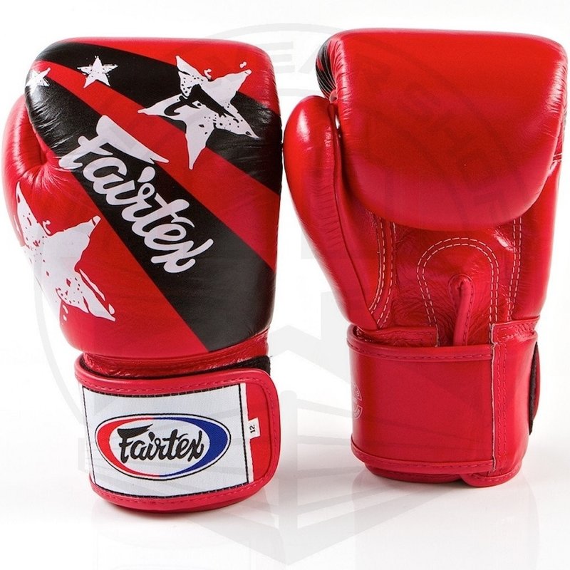 Fairtex Fairtex Boxhandschuhe Leder Nation Print Rot Tight Fit