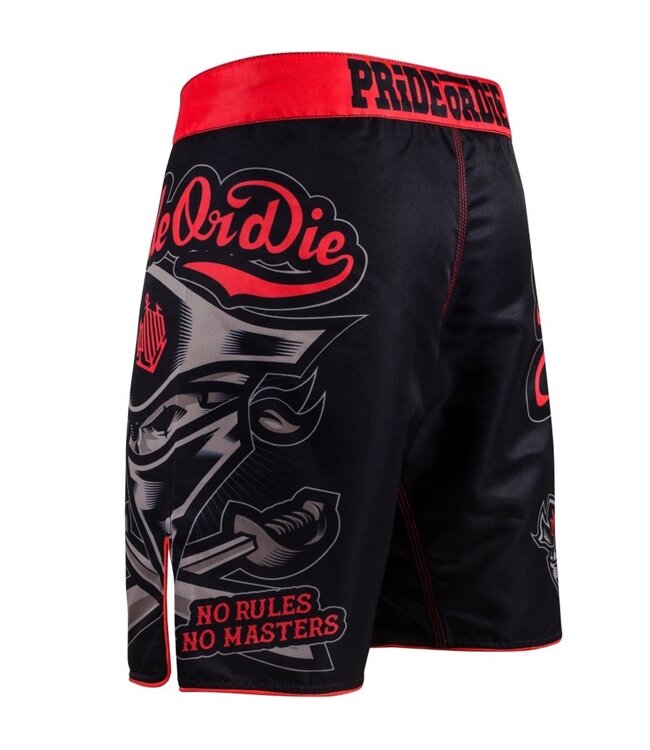 PRIDEorDIE Kampfsporthose Fightshorts No Rules Schwarz Rot