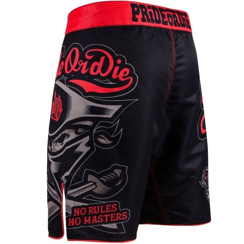 Pride or Die PRIDEorDIE Fightshorts No Rules Zwart Rood