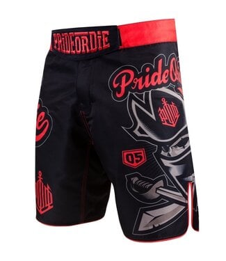 Pride or Die PRIDEorDIE MMA Fight Shorts NO RULES Black Red