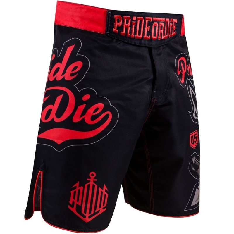 Pride or Die PRIDEorDIE Fightshorts No Rules Zwart Rood