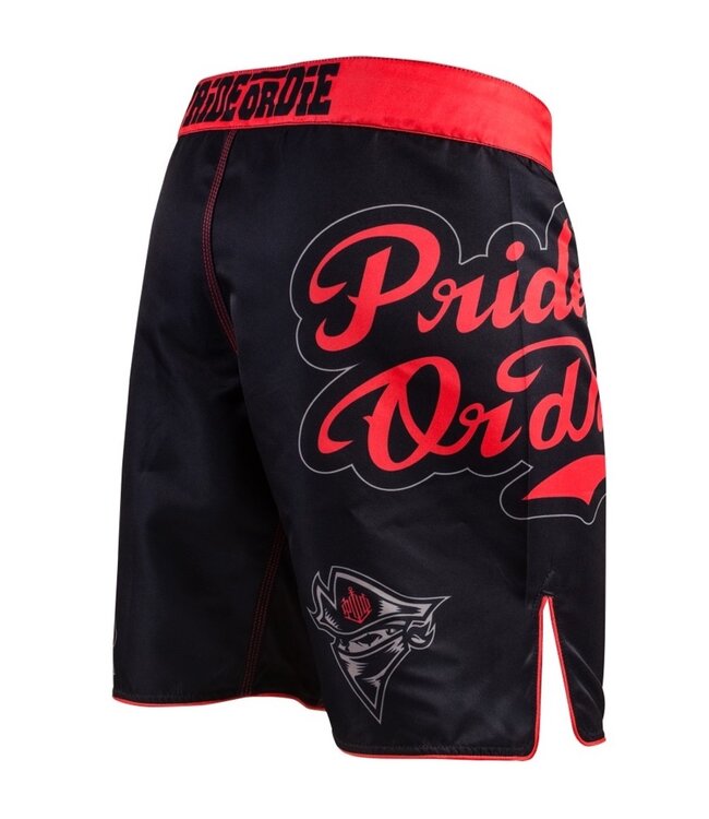 PRIDEorDIE Fightshorts No Rules Zwart Rood
