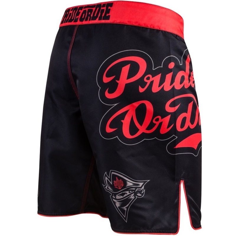 Pride or Die PRIDEorDIE MMA Fight Shorts NO RULES Black Red