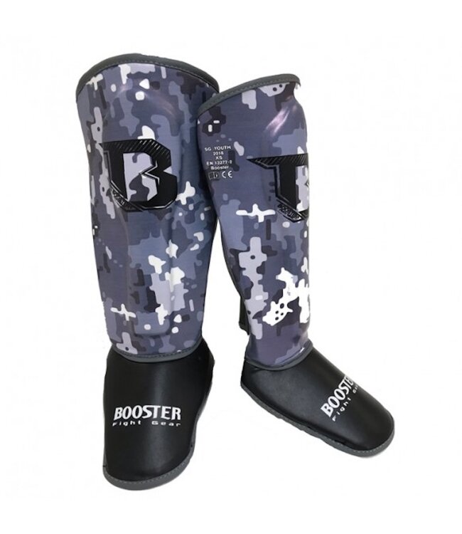 Booster Booster Jeugd Kickboks Scheenbeschermers Camo Grijs