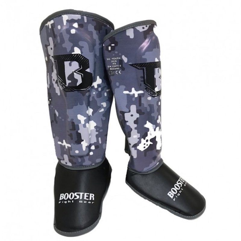 Booster Booster Jeugd Kickboks Scheenbeschermers Camo Grijs