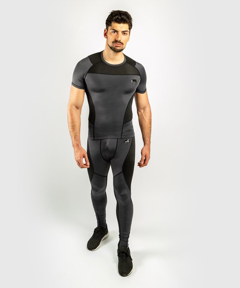 Venum Venum Rash Guard G-Fit S/S Compression Shirt Grey Black