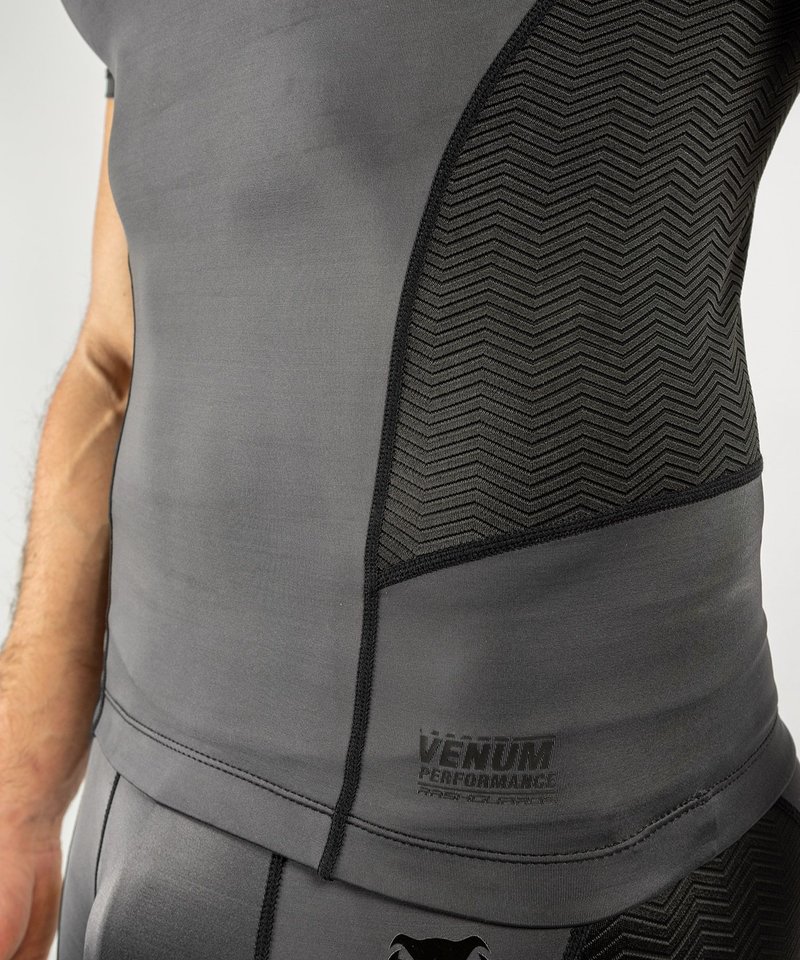 Venum Venum Rashguard G-Fit S/S Compressie Shirt Grijs Zwart