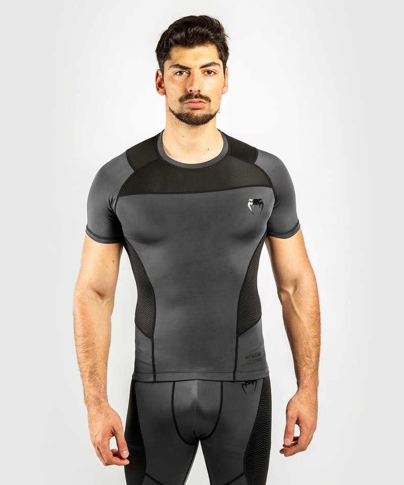 Venum Venum Rash Guard G-Fit K/A Kompressions Shirt Grau Schwarz