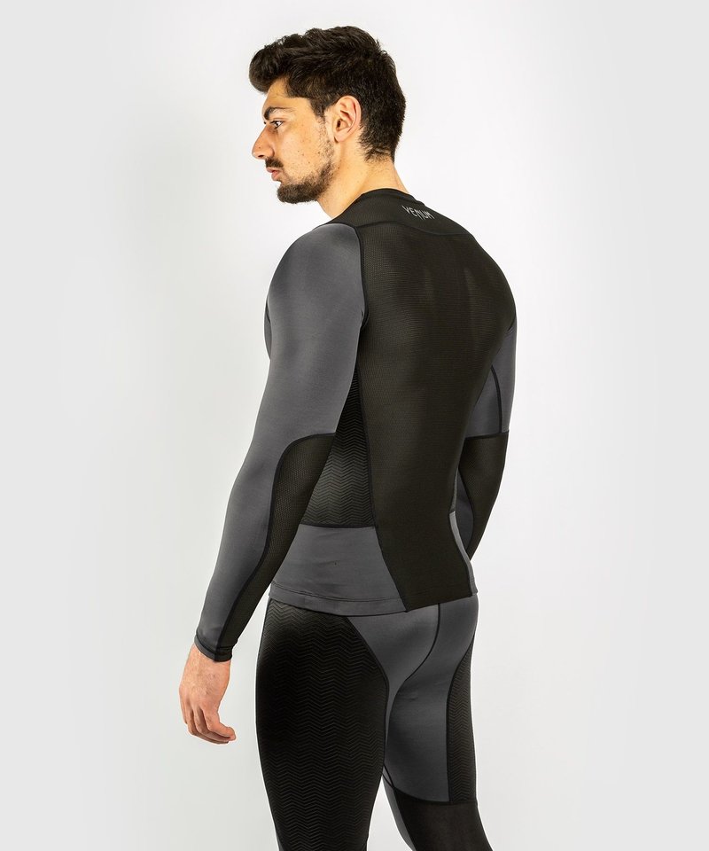 Venum Venum Rashguard G-Fit Compression Shirt L/S Grijs Zwart