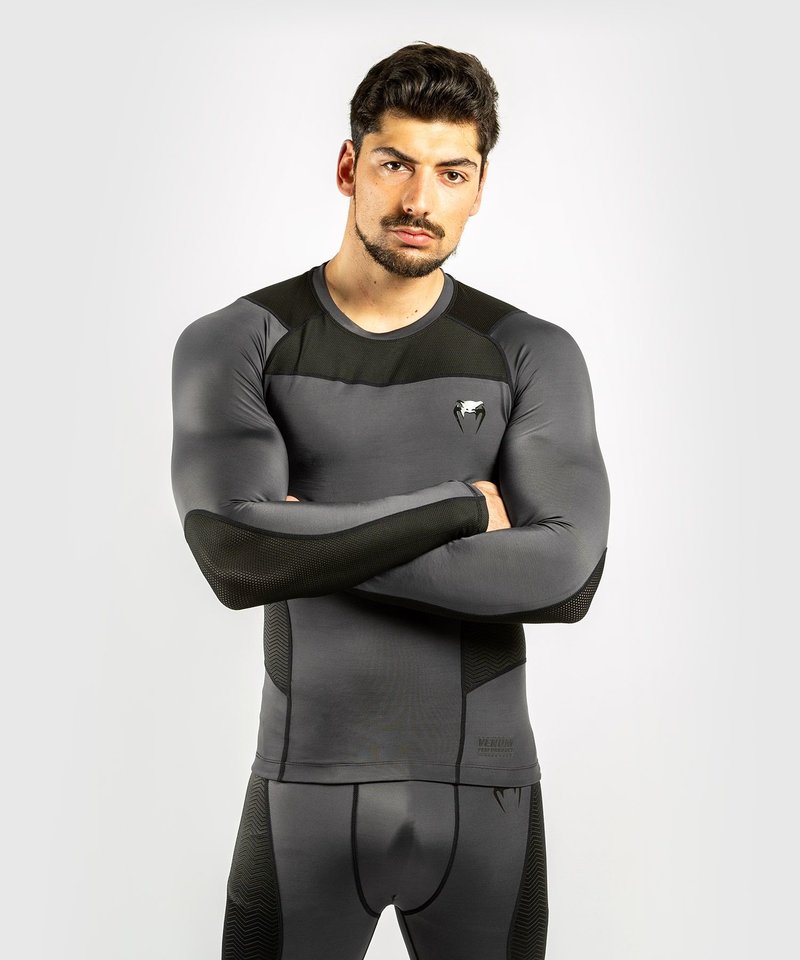 Venum Venum Rash Guard Kompressions Shirt G-Fit L/A Grau Schwarz