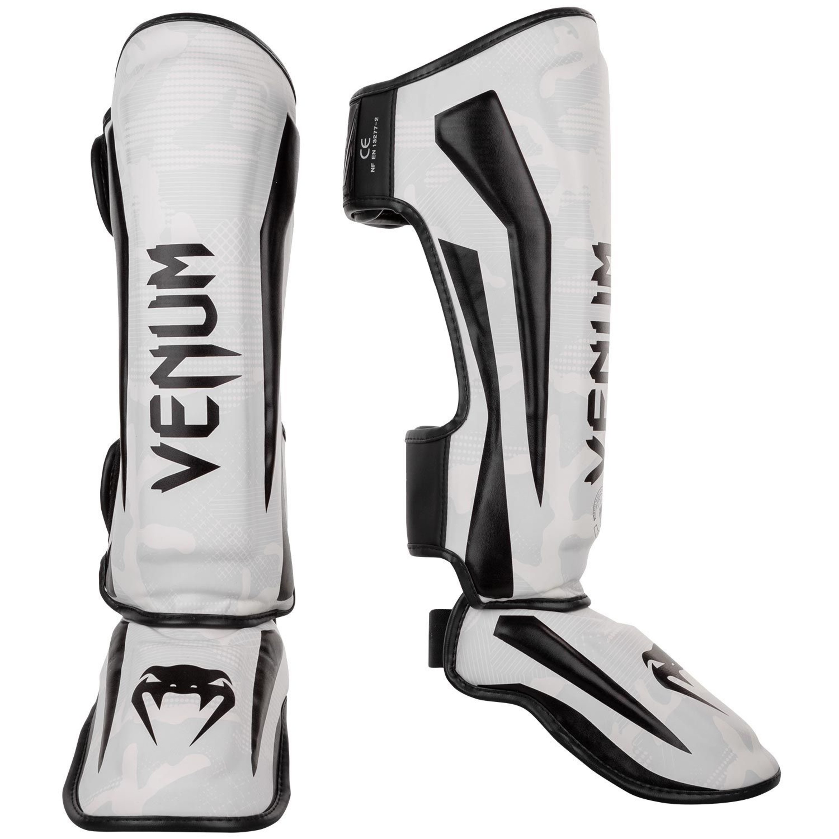 Venum Elite Shin Guards Camo White Black FIGHTWEAR SHOP EUROPE