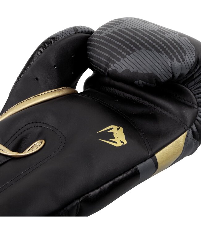 Venum Elite Boxing Gloves – Dark Camo/Gold | For Boxing, Kickboxing & Muay Thai
