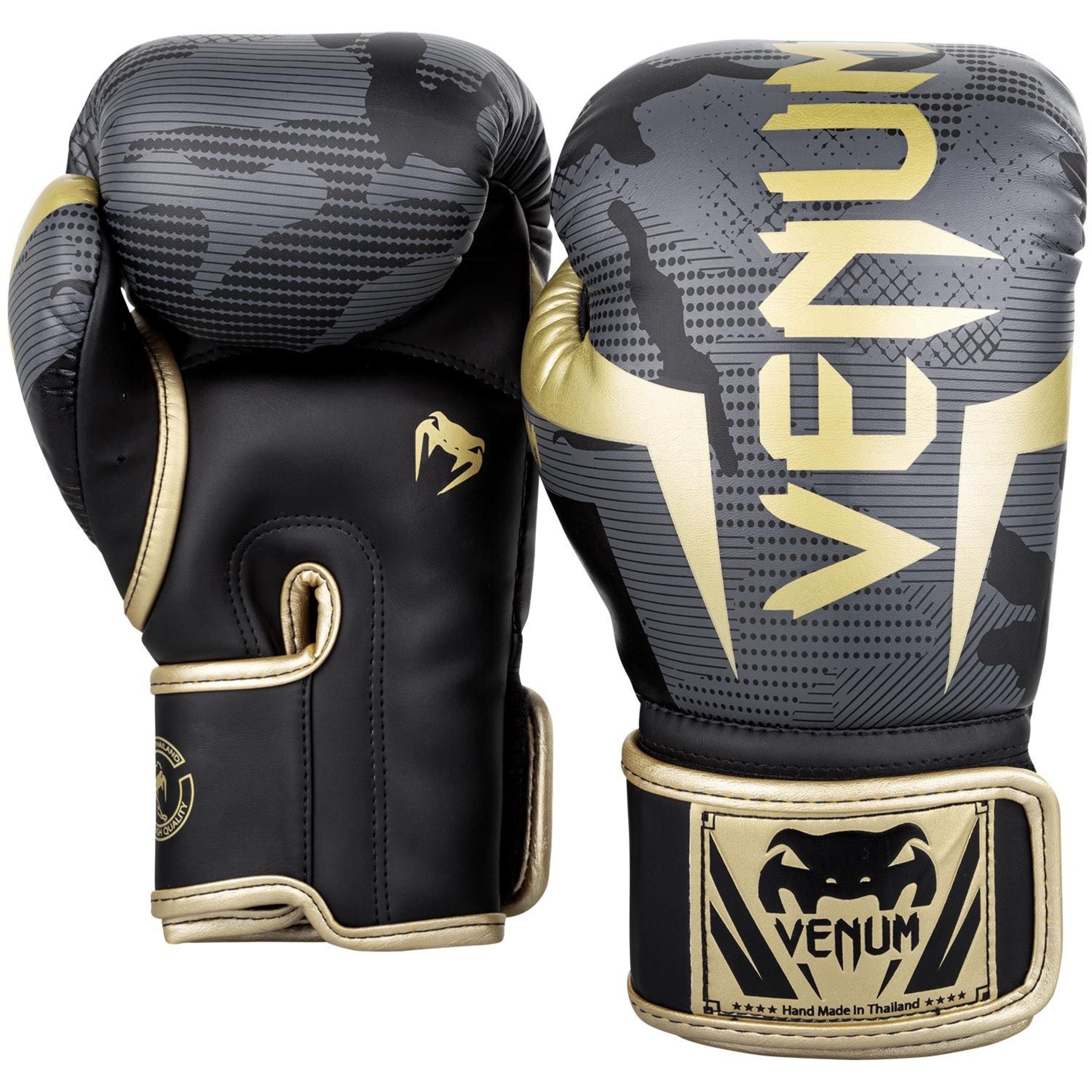 Venum Boxing Gloves Elite Dark Camo Gold FIGHTWEAR SHOP EUROPE