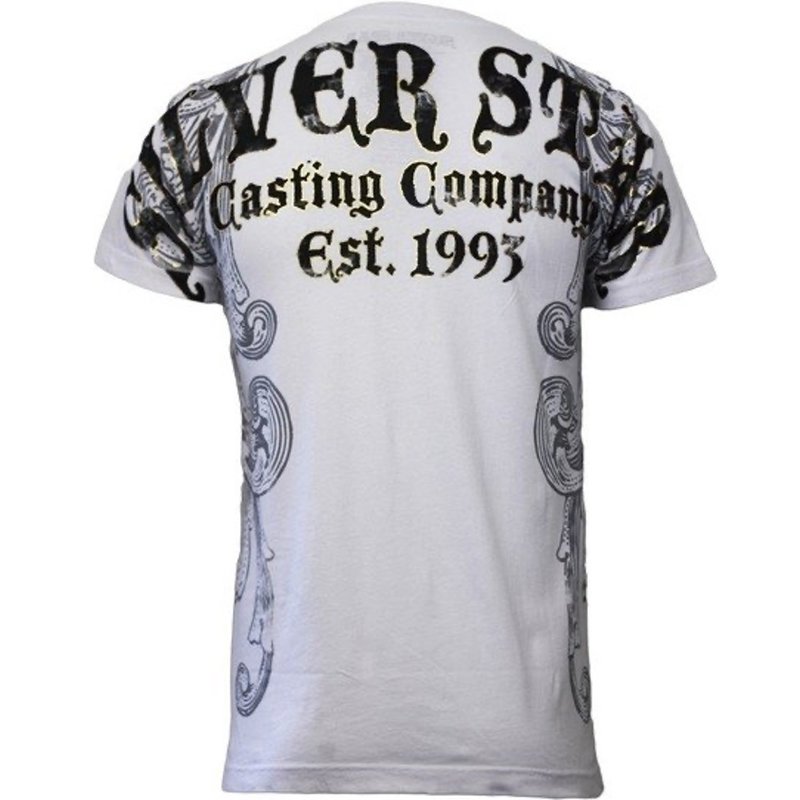 Silver Star Silver Star T-shirts 100 dollar met Foli opdruk Wit