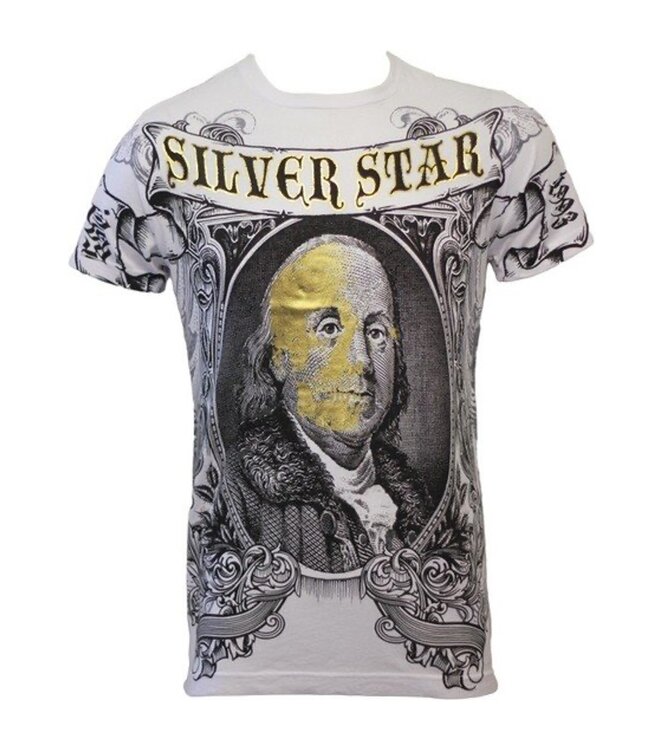 Silver Star T Shirts 100 Dollar Foil Weiß