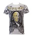 Silver Star T-shirts 100 dollar met Foli opdruk Wit