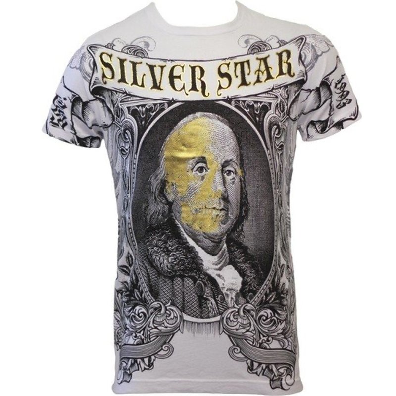 Silver Star Silver Star T Shirts 100 Dollar Foil Weiß