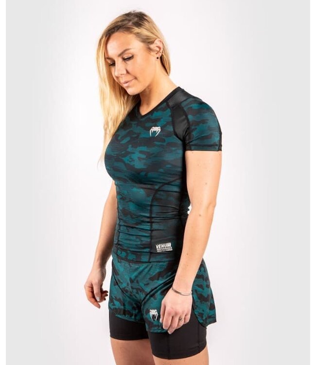 Venum Defender Rash Guard S/S Dames Zwart Groen