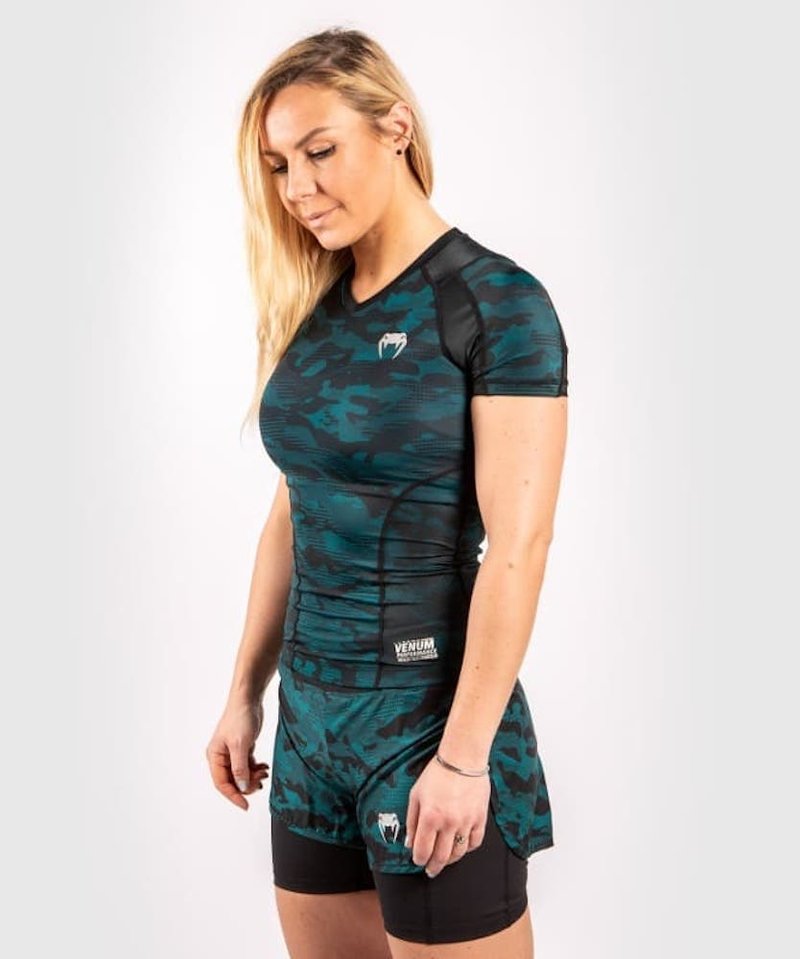 Venum Venum Defender Rash Guard S/S Dames Zwart Groen