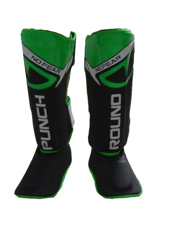 PunchR™  Punch Round NoFear Kickboxing Shin Guards Black Green