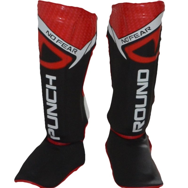 PunchR™  Punch Round NoFear Kickboks Scheenbeschermers Zwart Rood