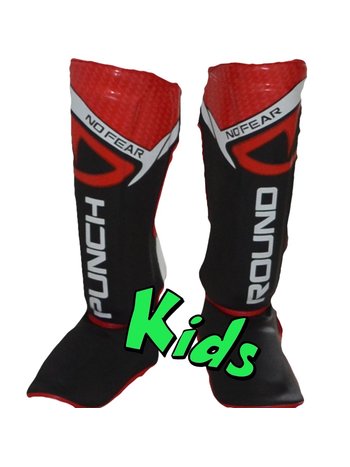 PunchR™  Punch Round Kinder NoFear Kickboxing Schienbeinschoner Schwarz Rot