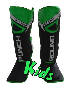 PunchR™  Punch Round Kids NoFear Kickboks Scheenbeschermers Zwart Groen