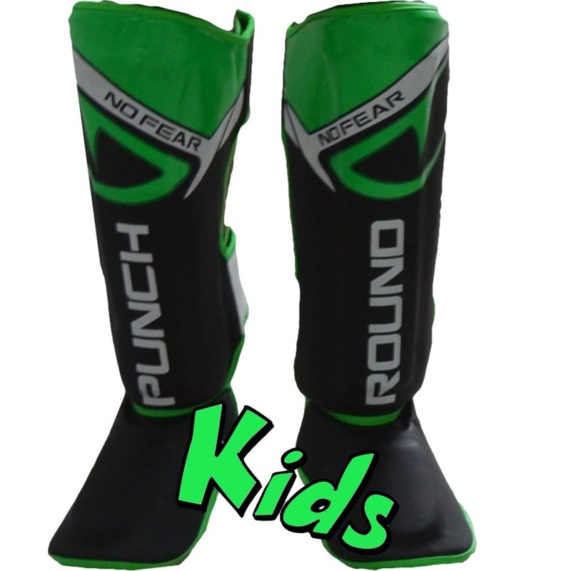 PunchR™  Punch Round Kids NoFear Kickboks Scheenbeschermers Zwart Groen