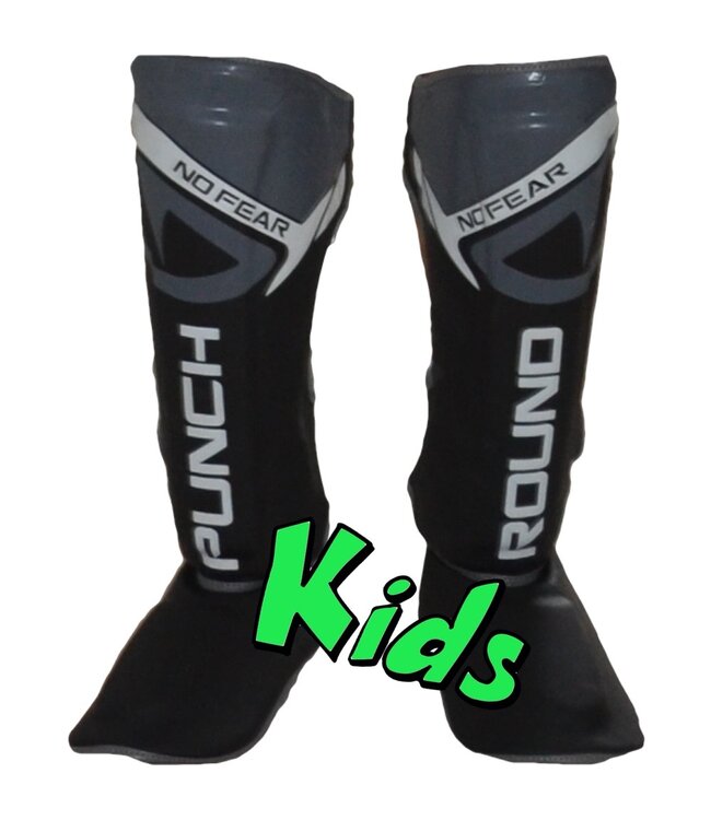 PunchR™  Punch Round Kids NoFear Kickboxing Shin Guards Black Grey