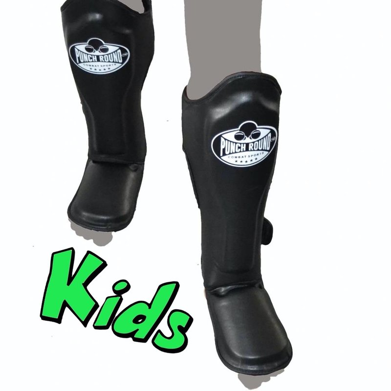 PunchR™  Punch Round Combat Sports Kickboks Scheenbeschermers Kids Zwart