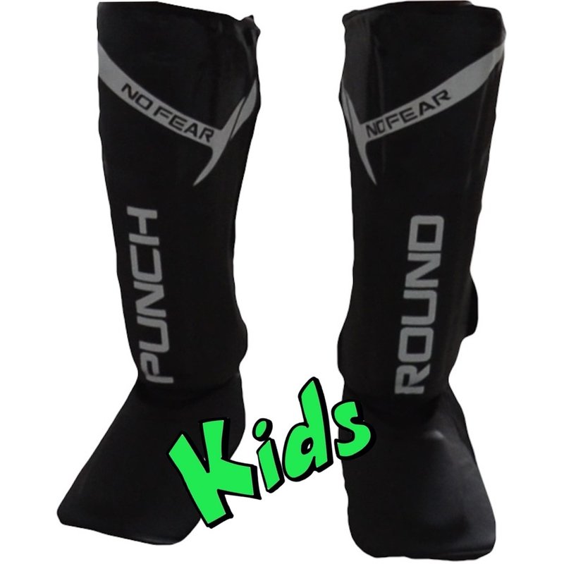 PunchR™  Punch Round Kinder NoFear Kickboxing Schienbeinschoner Schwarz Weiss