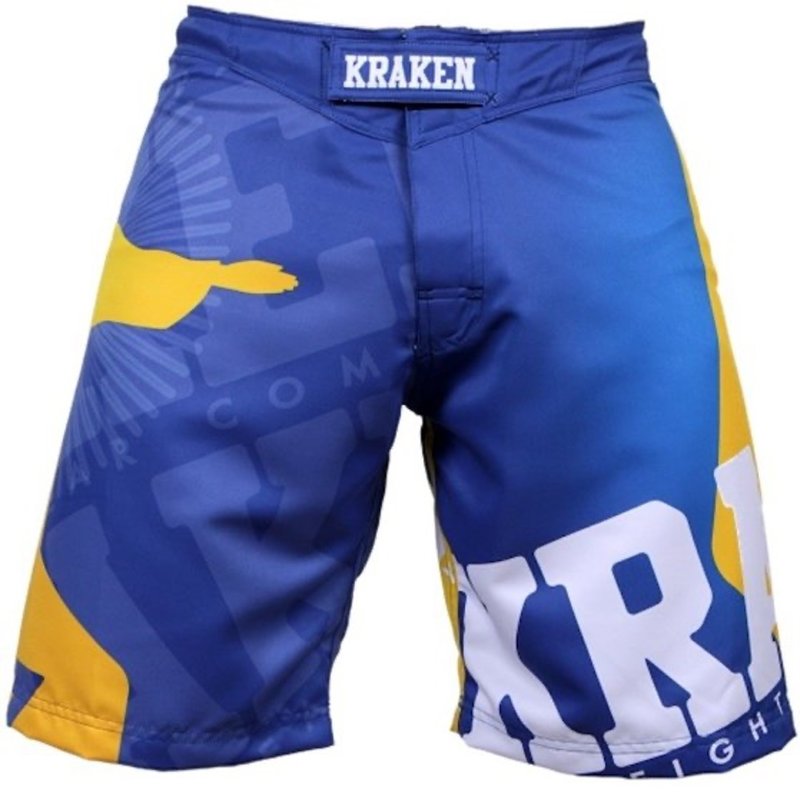 Kraken Fightwear Krakenwear Fight Shorts SFX SERIE Wanna Get Free Blau