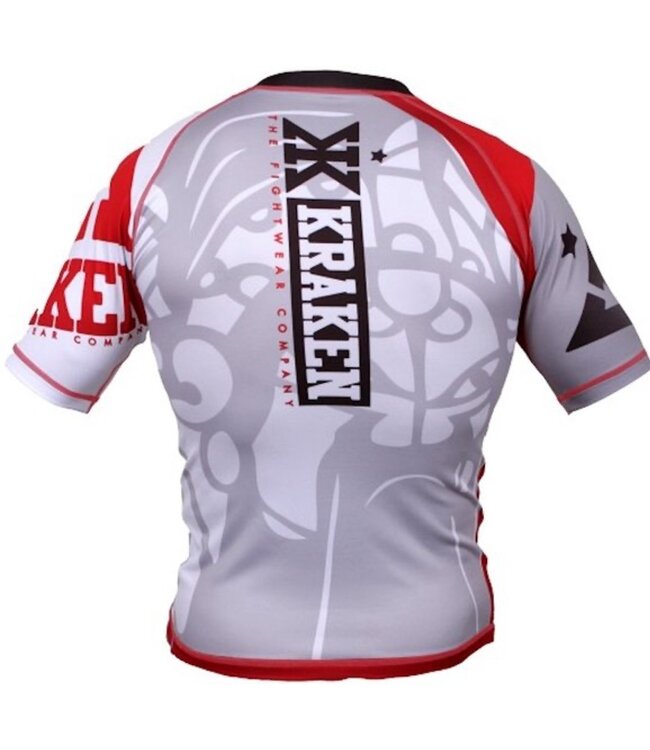 Kraken Fightwear Kraken Wear Rash Guard The M4SK Rood Wit