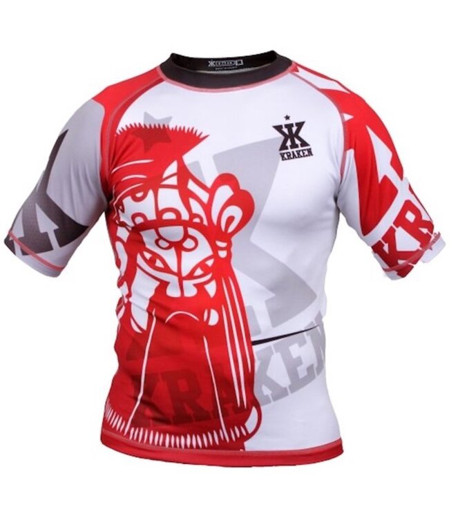 Kraken Fightwear Kraken Wear Rash Guard The M4SK Rood Wit