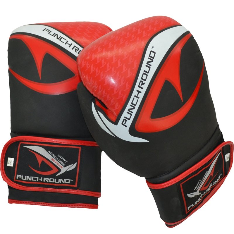 Punch Round Kids NoFear Kickboxing Shin Guards Black Red