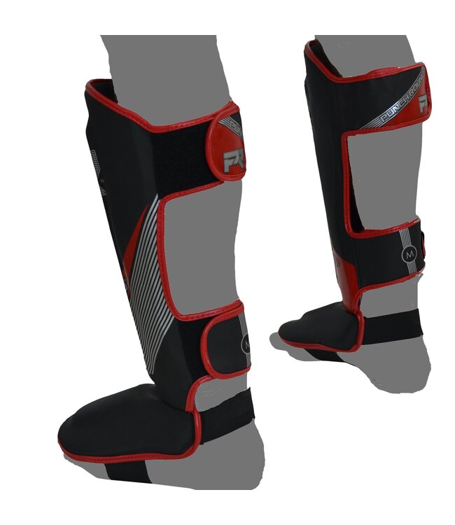 PunchR™  Punch Round Kickboks Scheenbeschermers Evoke Zwart Rood