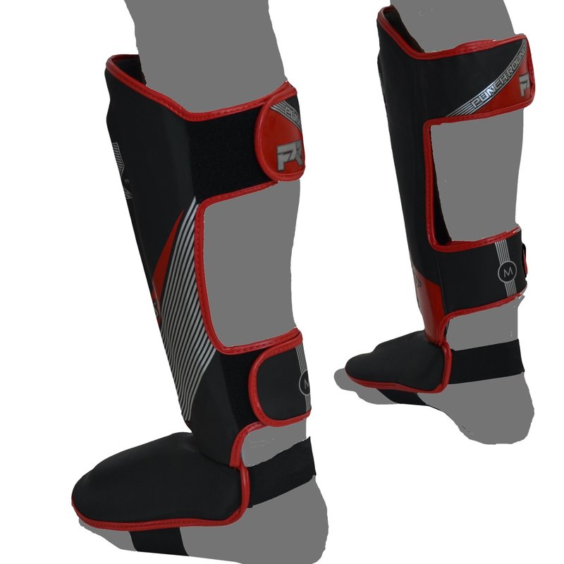 Punch Round Kickboxing Shinguards Evoke Black Red - FIGHTWEAR SHOP