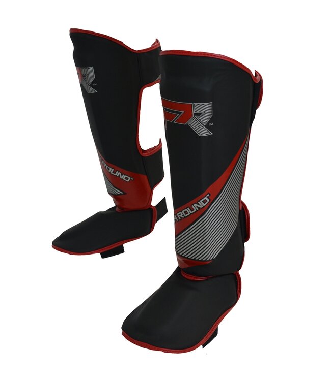 PunchR™  Punch Round Kickboks Scheenbeschermers Evoke Zwart Rood