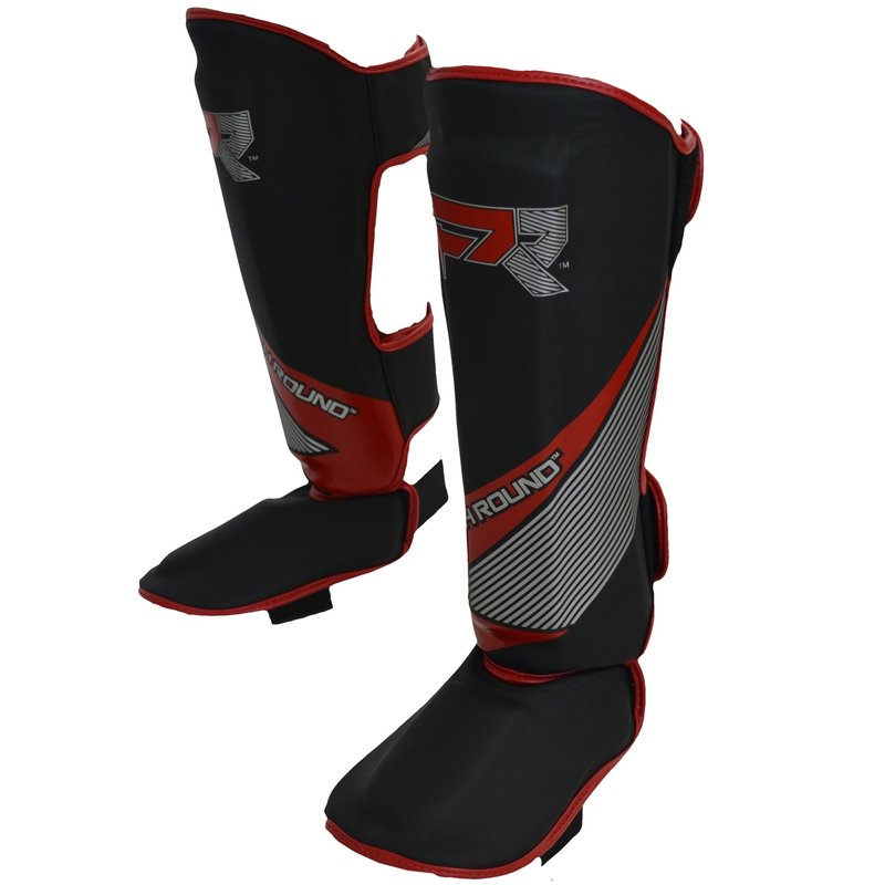 PunchR™  Punch Round Kickboxing Shinguards Evoke Black Red